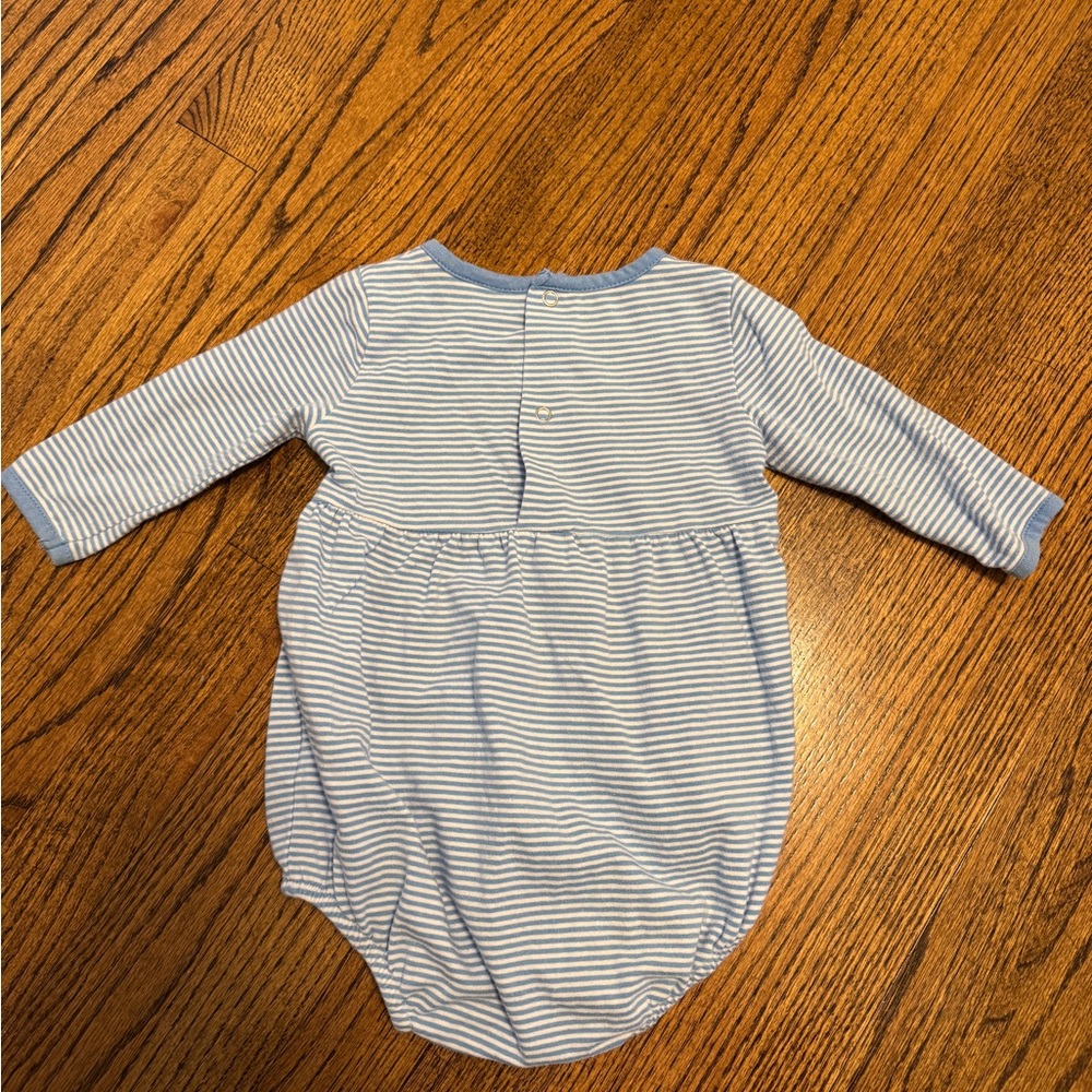Stitchy Fish 6M Blue Striped Airplane Baby Romper - Picture 6 of 9